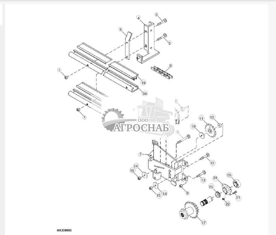 FEEDER CONVEYOR DRIVE CHAIN AND IDLER BRACKET 